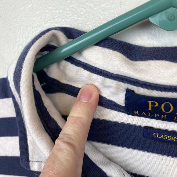 Polo Ralph Lauren Shirt Mens Large Blue White Striped Classic Fit‎ Pocket Pony - Picture 5 of 10